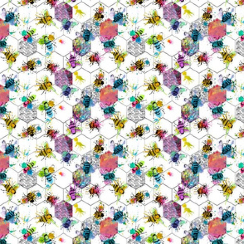 Bee Pattern with blue plain color
